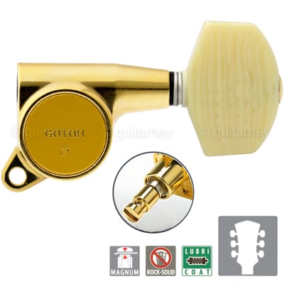 NEW Gotoh SG381-M01 MG Locking Tuners L3+R3 LARGE IVORY Buttons 3x3 - GOLD