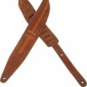 Levy's 2 1/2" wide rust suede leather guitar strap.