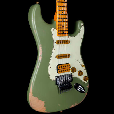 Fender Custom Shop Alley Cat Stratocaster Heavy Relic HSS Floyd Rose Rosewood Board Faded Army Drab Green image 3