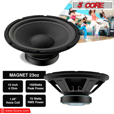 10 Inch Subwoofer Speaker • 750W Peak • 4 Ohm Replacement Car Bass Sub Woofer • w 1.25" Voice Coil • 23 Oz Magnet- WF 10120 4OHM image 7