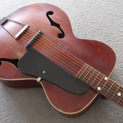 Vintage 1950 Kay Acoustic Guitar Redburst Fair Shape Worn Cracks Splits Beat Up Rare Waverly Tuners image 5