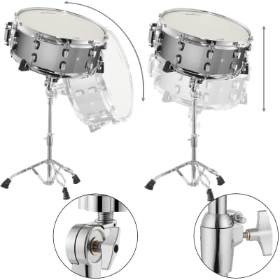 Snare Drum Set w/ Remo Head, Silver - Beginner Student Kit, Bag, Stand image 3
