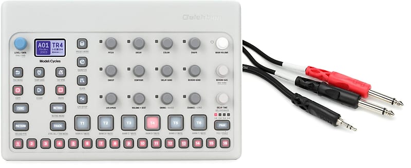 Elektron Model:Cycles 6-track FM Based Groovebox Bundle with Hosa CMP-159  Stereo Breakout Cable - 3.5mm TRS Male to Left and Right 1/4-inch TS Male -  