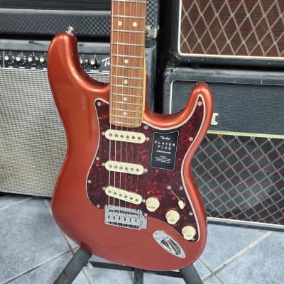 Player Plus Stratocaster Pau Ferro Fingerboard, Aged Candy Apple Red image 2