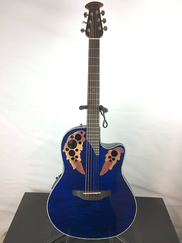 Ovation CE44P-8TQ Celebrity Elite Plus Mid-Depth A/E Guitar, Blue  Transparent
