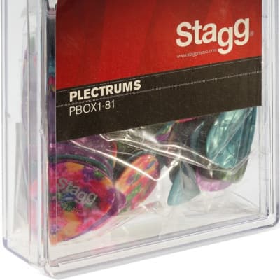 Pack of 100 Stagg 0.81 mm (0.031") standard plastic picks, various colours