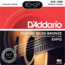D'Addario EXP12 Coated 80/20 Bronze Acoustic Guitar Strings - .013-.056 Med