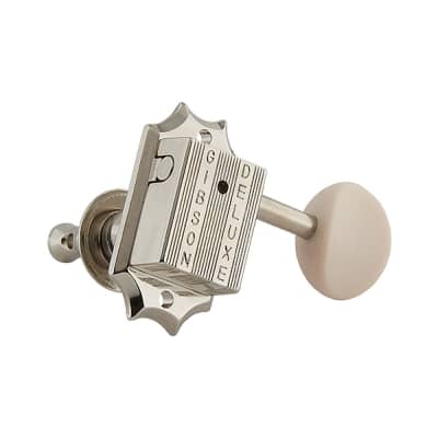 Gibson Deluxe Tuners 3 x 3 Kluson Style with Bolt Bushing (Nickel, White) image 4