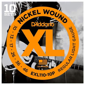D'Addario EXL110-10P Nickel Wound Light Electric Guitar Strings 10-Pack, .010 - .046