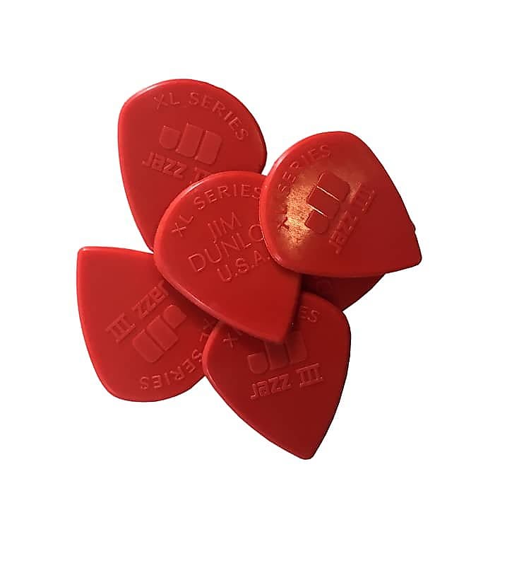 新しいスタイル Dunlop Guitar Picks 6 Pack Jazz XL 47PXLN Red Nylon Jazz III パーツ