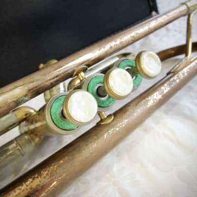Olds Trumpet Unbranded Gold & Silver with Newer Conn Case Circa-1958-Gold & Silver image 15