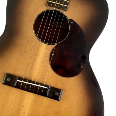 1960s Vintage Burst Solid Woods Silvertone Kay Acoustic Guitar Lacquer Finish Tortoise Binding HSC image 2