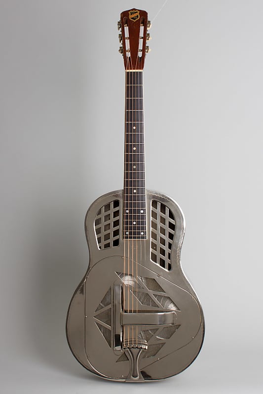 National  Style 1 Tricone Roundneck Resophonic Guitar (1935), ser. #S-5773, original black hard shell case. image 1