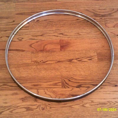 Pearl Vintage 24 Inch Bass Drum Hoop, Chrome Hoop, Black Inlay - Excellent! image 5