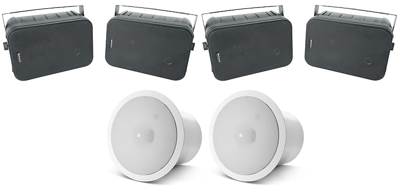 (4) Rockville HP65S-8 6.5&quot; Black In-Ceiling Home Theater Speakers+JBL Subwoofers  			