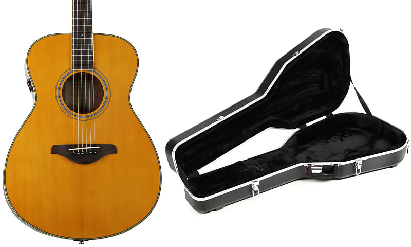 Yamaha FS-TA TransAcoustic Concert - Vintage Tint  Bundle with Gator Deluxe ABS Molded Acoustic Guitar Case - Black image 1