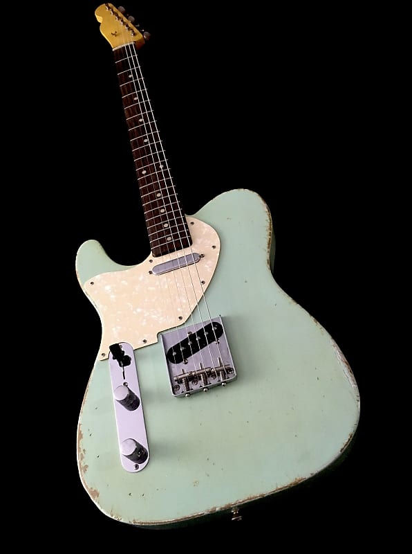 LEFTY! Vintage Spec TL'61 Thinline Custom Guitar MJT Green Sonic Blue Nitro  Relic 7.4 Lb