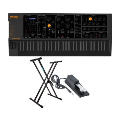 Studiologic Sledge 2 Black Edition Synthesizer with 61-Key Keyboard with Knox Gear Adjustable Keyboard Stand and Sustain Pedal Bundle