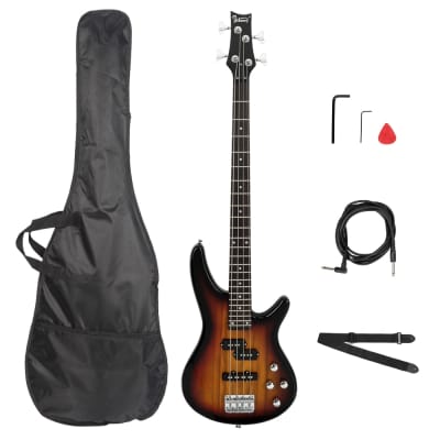 Glarry GIB Bass Guitar Full Size 4 String Sunset image 2