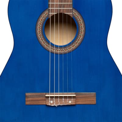 STAGG 4/4 classical guitar with linden top blue nylon string full size image 5
