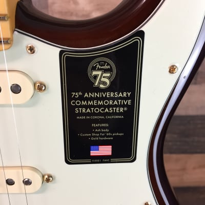 Fender 75th Anniversary Stratocaster 2-Color Bourbon Burst Strat, Brand New, Free Ship, 812 image 4