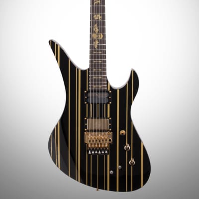 Schecter Synyster Custom S Electric Guitar, Black with Gold Stripes image 6