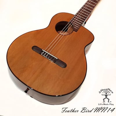 aNueNue MN14E Feather Bird Solid Cedar & Mahogany Nylon Travel Classical Guitar with pickup image 7