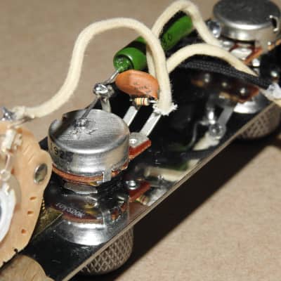 Aged Gotoh Telecaster Loaded Control Plate Wired Harness with Treble Bleed Bourns Oak Grigsby PIO image 15