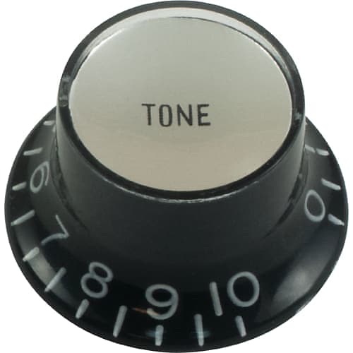 Tone Knob Top Hat, Black with Silver Cap, Gibson Style Reverb
