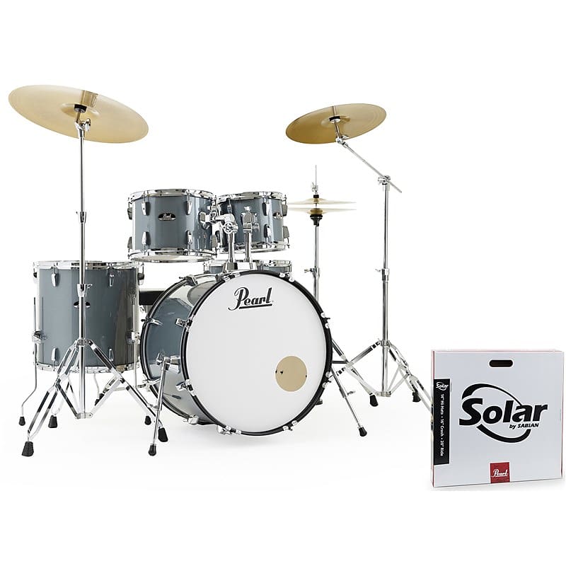 Pearl RS525 Roadshow Fusion 22, with Sabian Cymbals, Charcoal Metallic