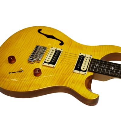 PRS SE Custom 22 Semi-Hollow Body Electric Guitar in Santana Yellow image 4