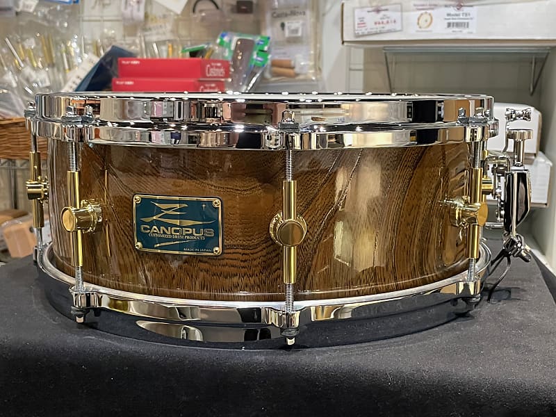 Canopus HS-1455 Zelkova Ninja Black Snare Drum / Special Size Order 14