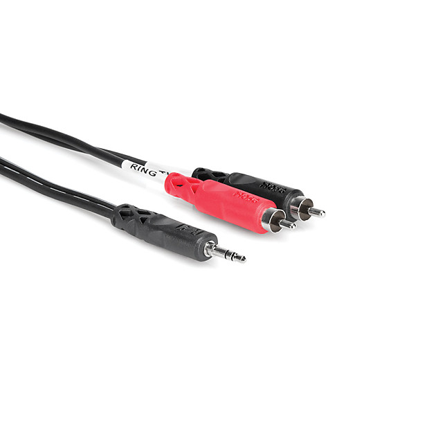 Hosa CMR-203R Right-Angle 3.5mm TRS Male to Dual RCA Male Y-Cable New - 3' image 1