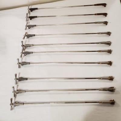 Ludwig Single Tension Bass Drum Claws and Rods 10 sets in total..1920s-1930s  - Nickel image 1