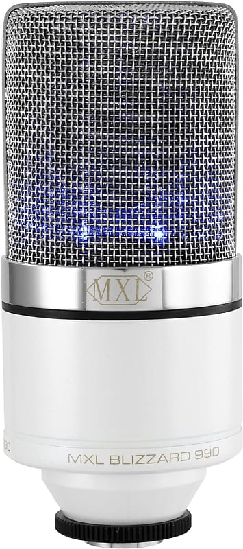 MXL 990 Condenser Microphone for Podcasting, Singing, Home Studio Recording, Gaming & Streaming | Blue LED lights | XLR | Large Diaphragm (BLIZZARD) image 1