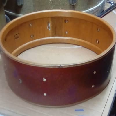 Zim-Gar 14x5.5" vintage snare drum 1960s - sparkle red with video image 10