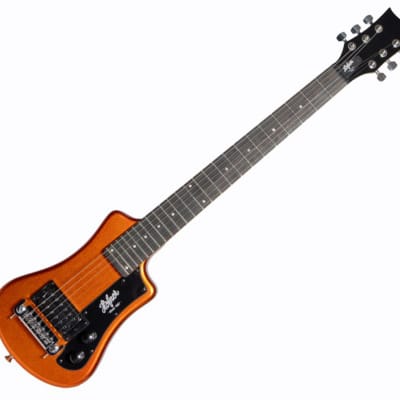 Hofner Shorty Electric Travel Guitar w/ Gig Bag - Metallic Orange for sale