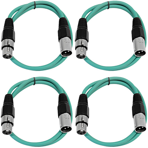 Seismic Audio SAXLX-2-4GREEN XLR Male to XLR Female Patch Cables - 2' (4-Pack) image 1