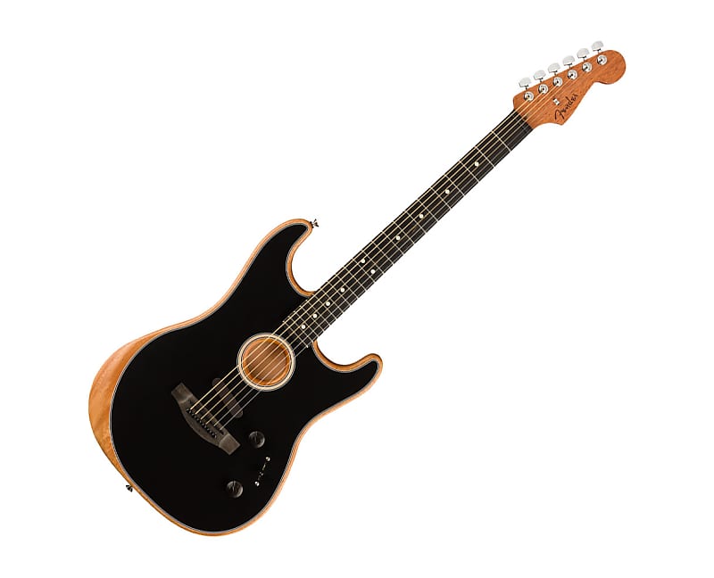Fender American Acoustasonic Stratocaster - Black w/ Ebony FB image 1