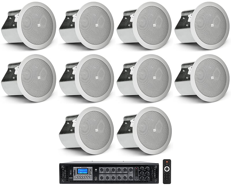 10 JBL CONTROL 14C/T 4&quot; In-Ceiling Speakers+Receiver Amp For Restaurant/Bar/Cafe  			