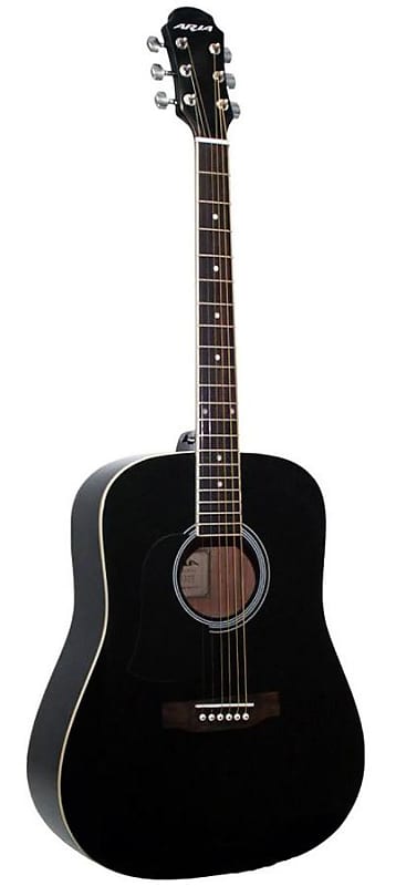 Aria AW-15 Left Handed Dreadnought Acoustic Guitar in Black image 1