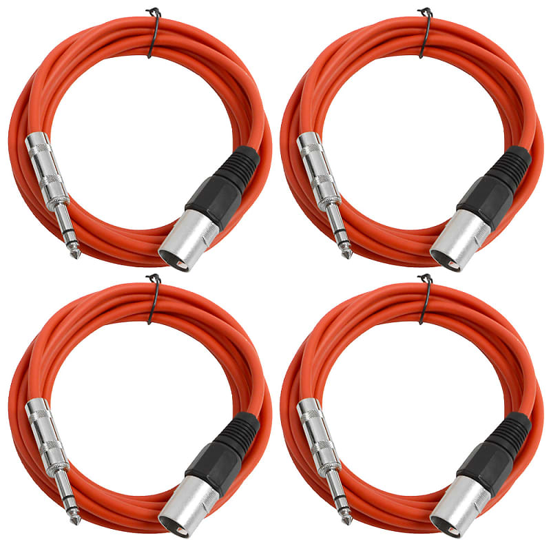 4 Pack of 1/4 Inch to XLR Male Patch Cables 10 Foot Extension Cords Jumper - Red and Red image 1