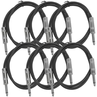 SEISMIC AUDIO New 6 PACK Black 1/4" TS 3' Patch Cables - Guitar - Instrument image 1
