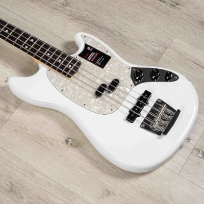Fender American Performer Mustang Bass Guitar Rosewood Arctic White image 1