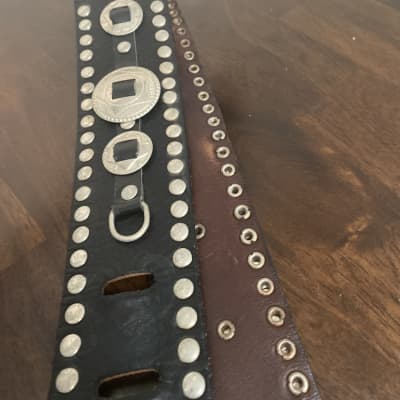 Csernl Straps Concho leather guitar strap  Black image 8