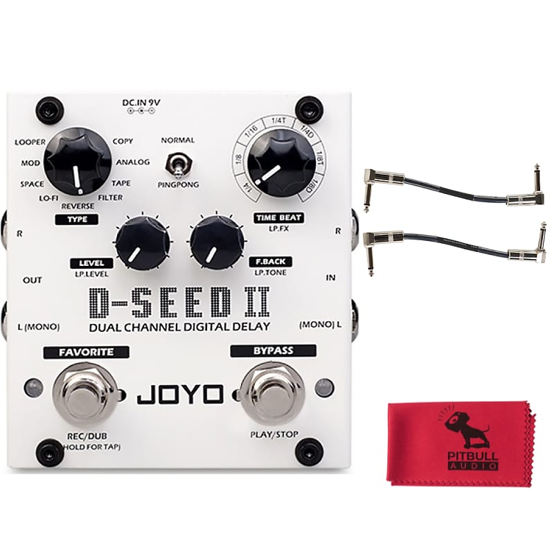 Joyo Audio D-Seed II Stereo Delay Guitar Effect Pedal w/ Patch Cables & Cloth image 1