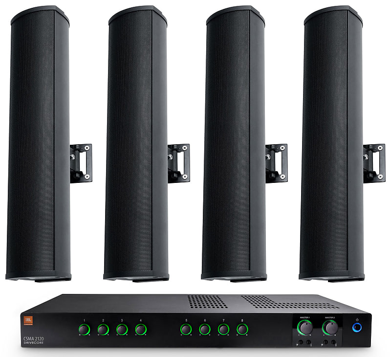 JBL CSMA 2120 2 x 120w Commercial 70v Amplifier+(4) Column Line Array Speakers  			