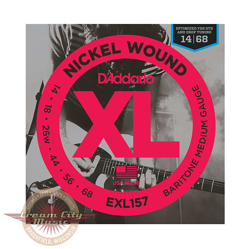 D'Addario EXL157 Nickel Wound Medium Gauge Baritone Electric Guitar Strings .014-.068 image 1