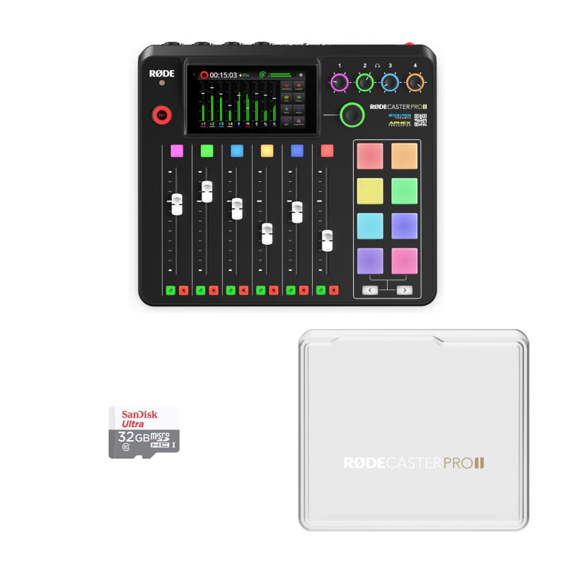  Rode RODECaster Pro II Integrated Audio Production Console with  RODECover II, 32GB microSD Card and StreamEye Polishing Cloth : Musical  Instruments