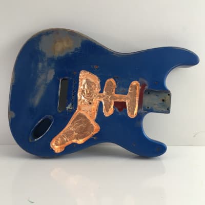 Custom Vintage ST60s Strat Style Lake Placid Blue Over Red Guitar Body Heavy Relic 4.3 Lb image 17